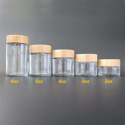 인도 대마 저장을 위한 아이들 반대자 대나무 덮개 유리 병 2 온스 3 온스 4 온스 5 온스 6 온스