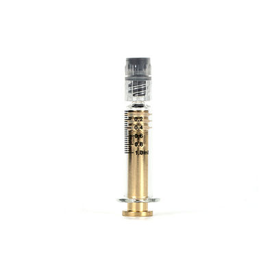 1ml Luer Lock Glass Syringe with Metal Golden Plunger 금속 골든 플랑저와 함께 1ml Luer Lock Glass Syringe