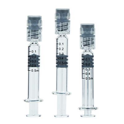0.5ml 루어 슬립 루어 잠금 CBD 오일을 위한 보로실리케이트 유리 주사기