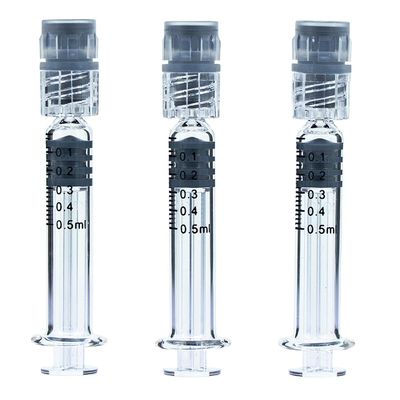 0.5ml 루어 슬립 루어 잠금 CBD 오일을 위한 보로실리케이트 유리 주사기